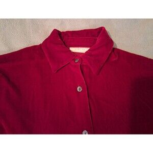 VALERIE STEVENS EVENING Vintage Red Velvet Button-Up Blouse Women 6 Silk Blend
